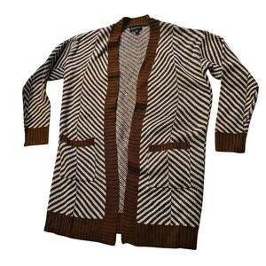 Fortune‎ + Ivy Chevron Cardigan Brown/White Size Small